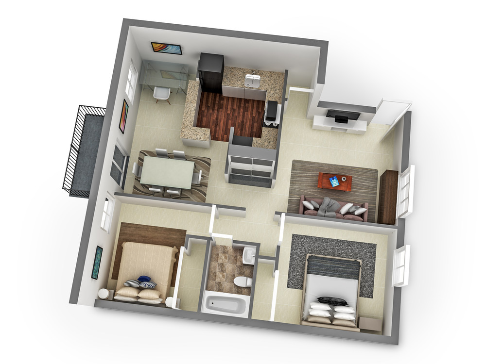 Two Bedroom Balcony Floor Plan